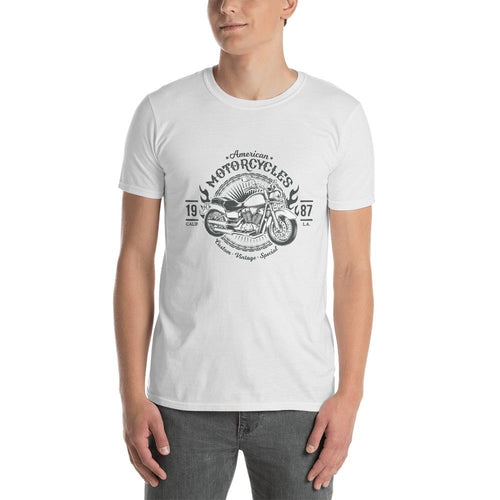 Cool Vintage T Shirt White Bike Gear Cotton Motorcycle T Shirt Clothing for Men - Dafakar