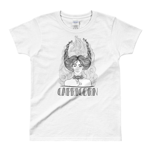 Capricorn T Shirt Zodiac Round Neck White T-Shirt for Women - Dafakar
