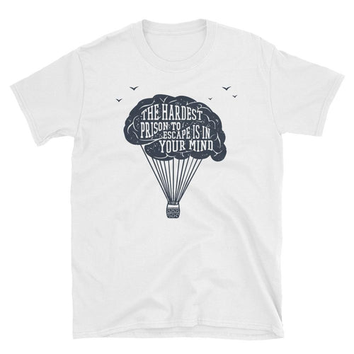 The Hardest Prison To Escape is in Your Mind T Shirt Balloon Brain Philosophy Inspirational Quote T Shirt for Women - Dafakar