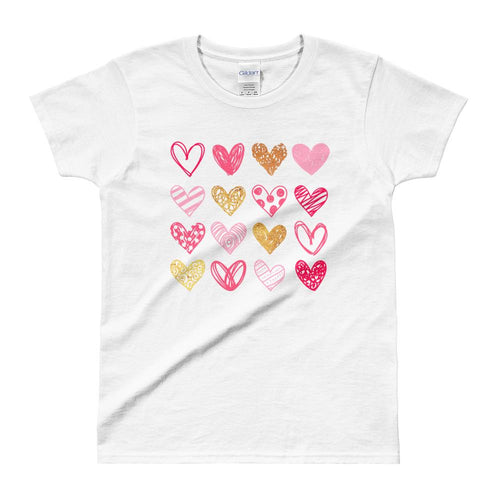 Cute Hearts T Shirt White Cute Shapes of Hearts T Shirt for Women - Dafakar
