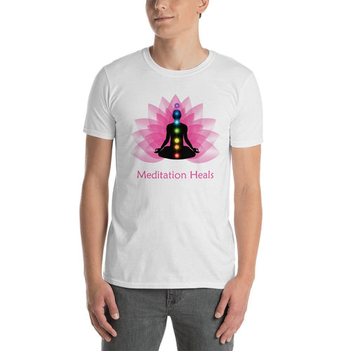 Meditation T Shirt White Meditation Heals T Shirt Pyramid Meditation T Shirt for Men - Dafakar