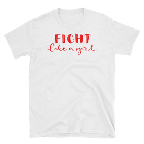 Fight Like a Girl T Shirt White Girl Empowerment T Shirt Short-Sleeve Strong Girl T-Shirt - Dafakar