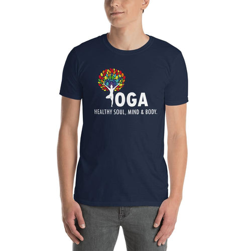Yoga T Shirt Navy Shakti Yoga T Shirt Healthy Soul, Mind & Body T Shirt for Men - Dafakar
