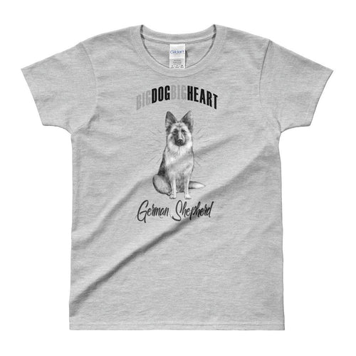 Big Dog Big Heart  German Shepherd T-Shirt Grey German Shepherd Dog T Shirt for Women - Dafakar