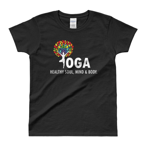 Yoga T Shirt Black Shakti Yoga T Shirt Healthy Soul, Mind & Body T Shirt for Women - Dafakar