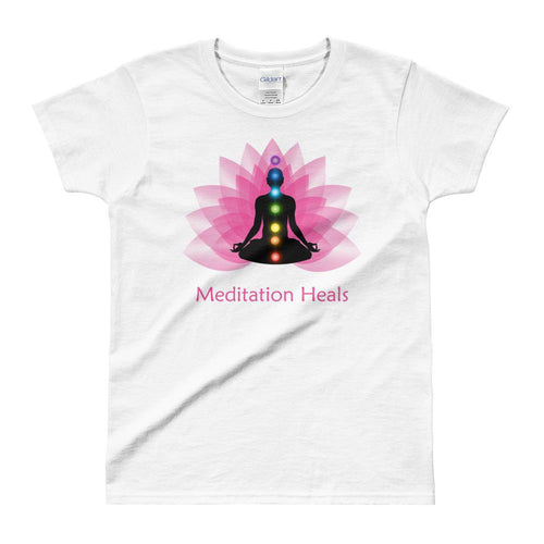 Meditation T Shirt White Meditation Heals T Shirt Pyramid Meditation T Shirt for Women - Dafakar