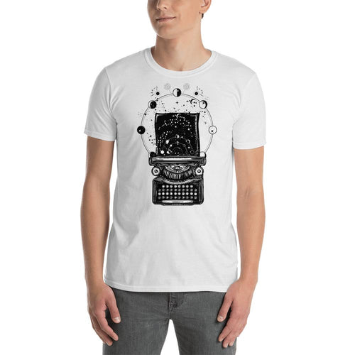Typewriter tattoo Design T Shirt  Symbol of Imagination Typewriter T Shirt White for Men - Dafakar