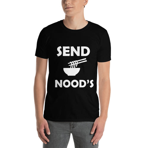Funny Food T shirt Send Noods T shirt Black Cotton T shirt for men