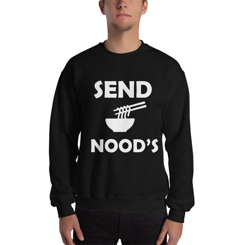 Funny Noodles Sweatshirt Send Noods Sweatshirt Black Cotton-Polyester Funny Food Sweatshirt for men