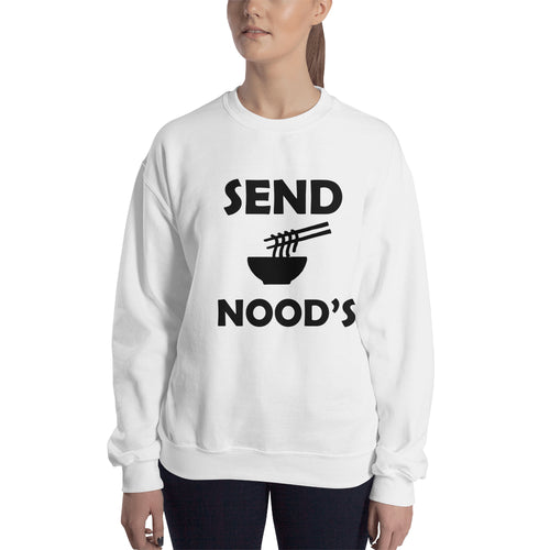 Send Noods Sweatshirt Funny Noodles Sweatshirt White Cotton-Polyester Funny Food Sweatshirt for women