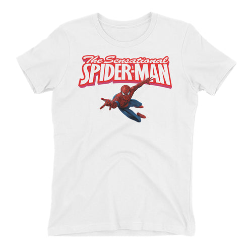 The Sensational Spiderman T shirt Super Hero T shirt White Short-Sleeve Cotton T shirt for women