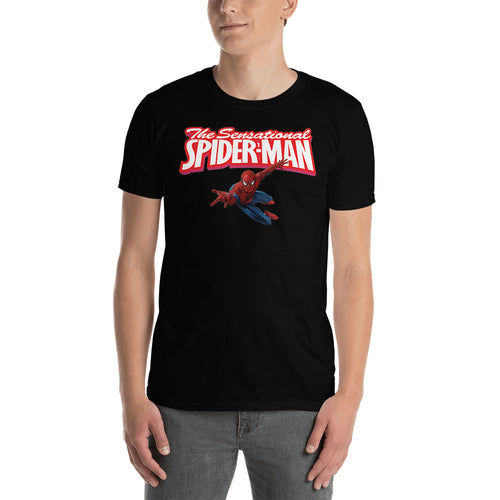 The Sensational Spiderman T shirt Super Hero T shirt Black Short-Sleeve Cotton T shirt for men