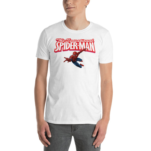The Sensational Spiderman T shirt Super Hero T shirt White Short-Sleeve Cotton T shirt for men