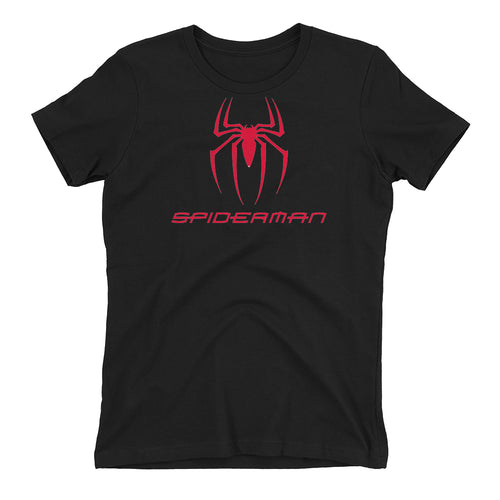Spiderman T shirt Spider Logo T shirt Black Short-Sleeve Cotton T shirt for women