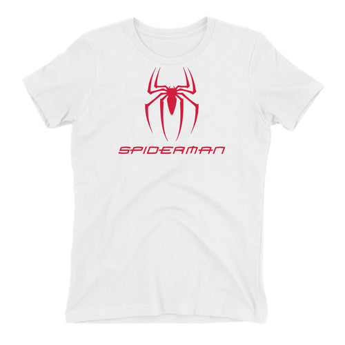 Spiderman T shirt Spider Logo T shirt White Short-Sleeve Cotton T shirt for women