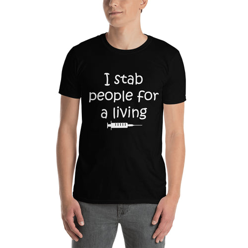 Stab People for a living T shirt Doctor T shirt Short-sleeve Black Cotton T shirt for men