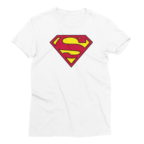 Superman T Shirt White Superhero T Shirt Short-Sleeve Cotton T-Shirt for women