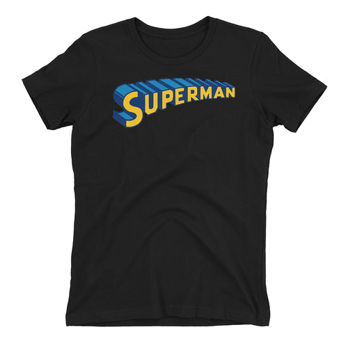 Super Man T shirt Super Hero T shirt Black Cotton Half Sleeve T shirt for women