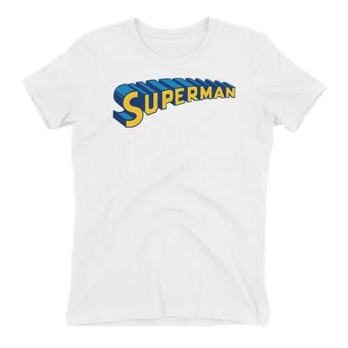 Super Man T shirt Super Hero T shirt White Cotton Half Sleeve T shirt for women