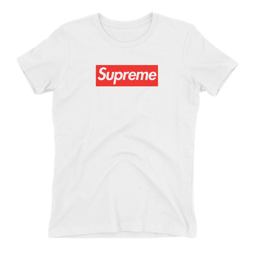 Supreme T shirt Supreme Logo T shirt Short-sleeve White Cotton T shirt for women