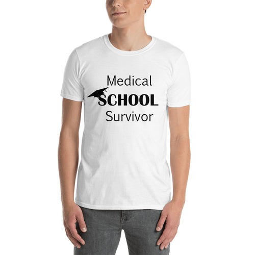 Doctor T shirt Medical School Survivor T shirt White Short-sleeve Cotton T shirt for men