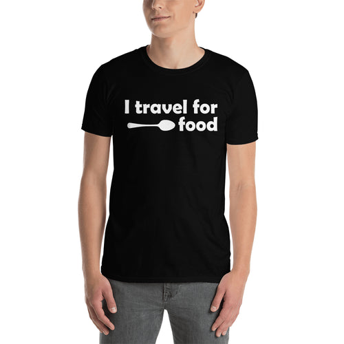 Foodies T shirt I Travel For Food T shirt Black Cotton T shirt for men