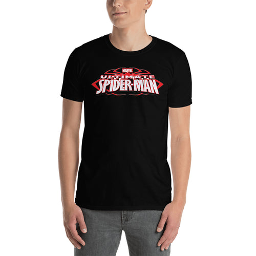 Spiderman Logo T shirt Ultimate Spiderman T shirt Short-Sleeve Cotton Black T shirt for men