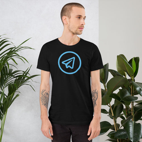 Telegram app logo t shirt in black and white color cotton best quality half sleeve
