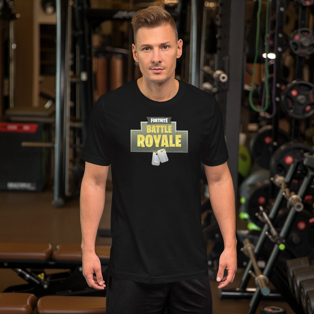 Fortnite game battle royale t shirt in black and white colore half sleeve pure cotton