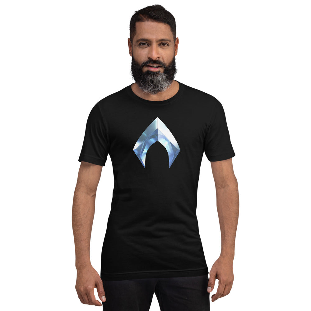 Aquaman logo t shirt for men | DC Superhero t shirt in all sized in black and white color
