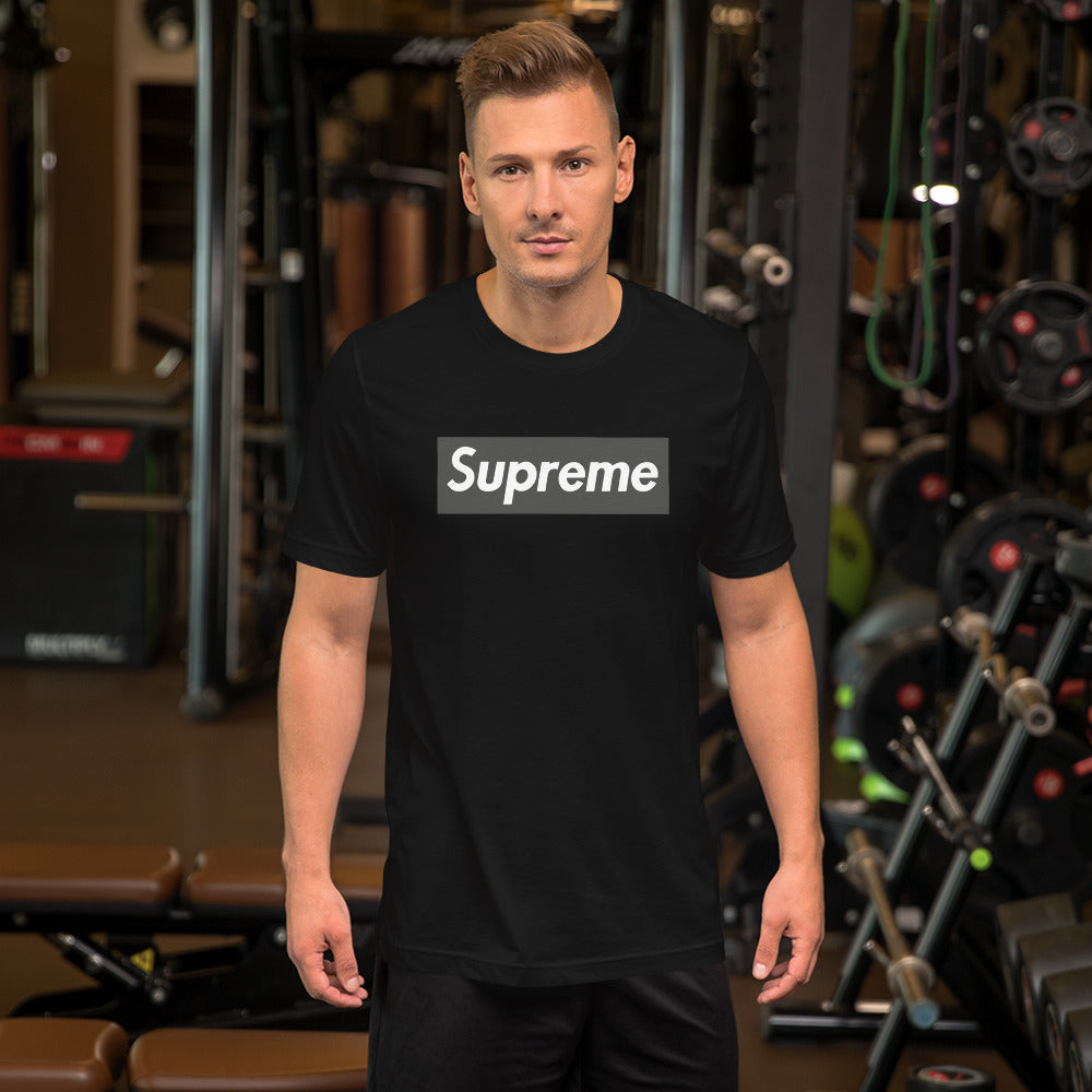 supreme t shirt for men half sleeve pure cotton in colour black and wh –