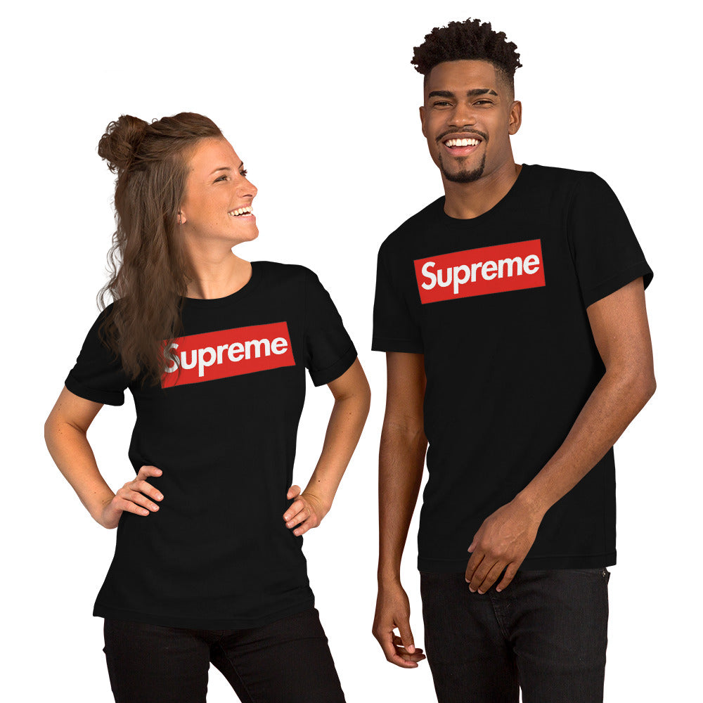 supreme t shirt for men half sleeve pure cotton in colour black and wh –