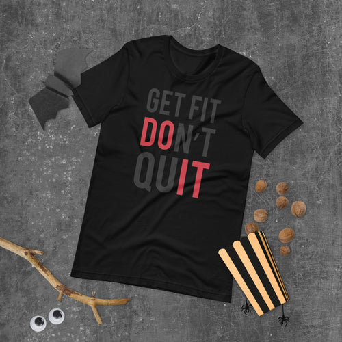 Get fit dont quit Gym workout cotton t shirt in black and white