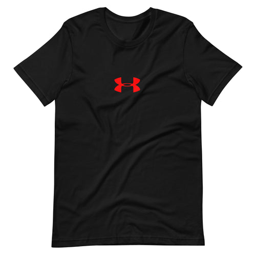 Under Armor t shirt logo printed in the middle of black and white color t shirt