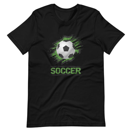 Soccer Football cotton t shirt in black and white color