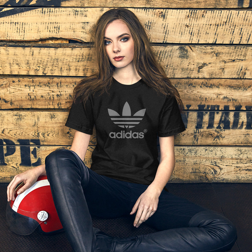 women adidas logo t shirt pure cotton best quality half sleeve in black and white color