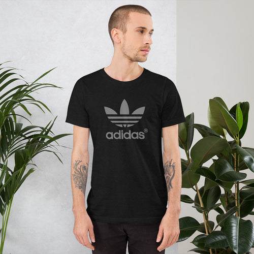 Men adidas logo t shirt pure cotton best quality half sleeve in black and white color