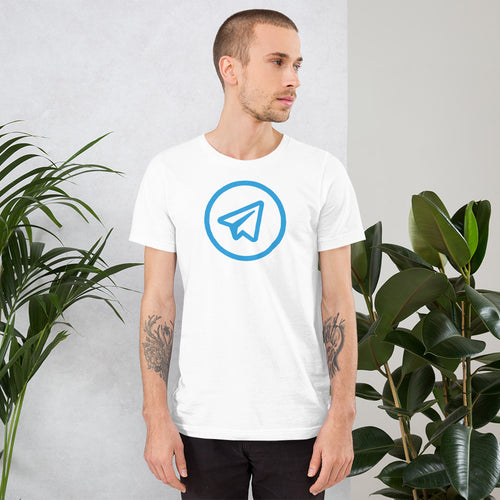 Telegram app logo t shirt in black and white color cotton best quality half sleeve
