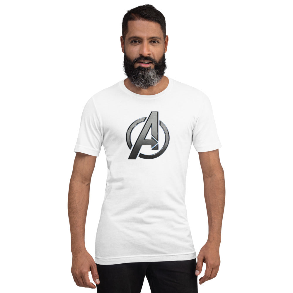 Avengers t shirt with logo printed on black and white color t shirt pure cotton half sleeve in all sizes for online sale