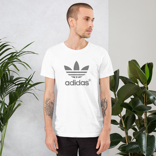 Men adidas logo t shirt pure cotton best quality half sleeve in black and white color