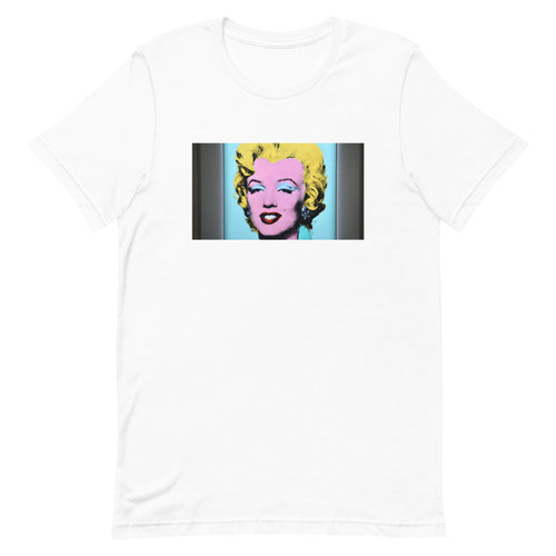 Shot Sage Blue Marilyn by Andy Warhol printed t shirt in black and white