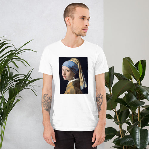 Girl with a Pearl Earring painting by Johannes Vermeer printed on t shirt