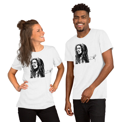 White and Black Bob Marley t shirt