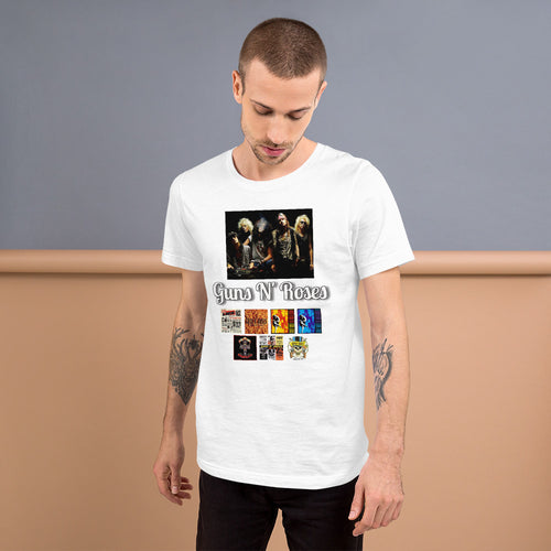 Rock Band Guns and Roses band members and all albums printed t shirt for men