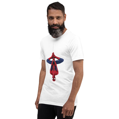 Movie Spiderman hanging upside down t shirt for men